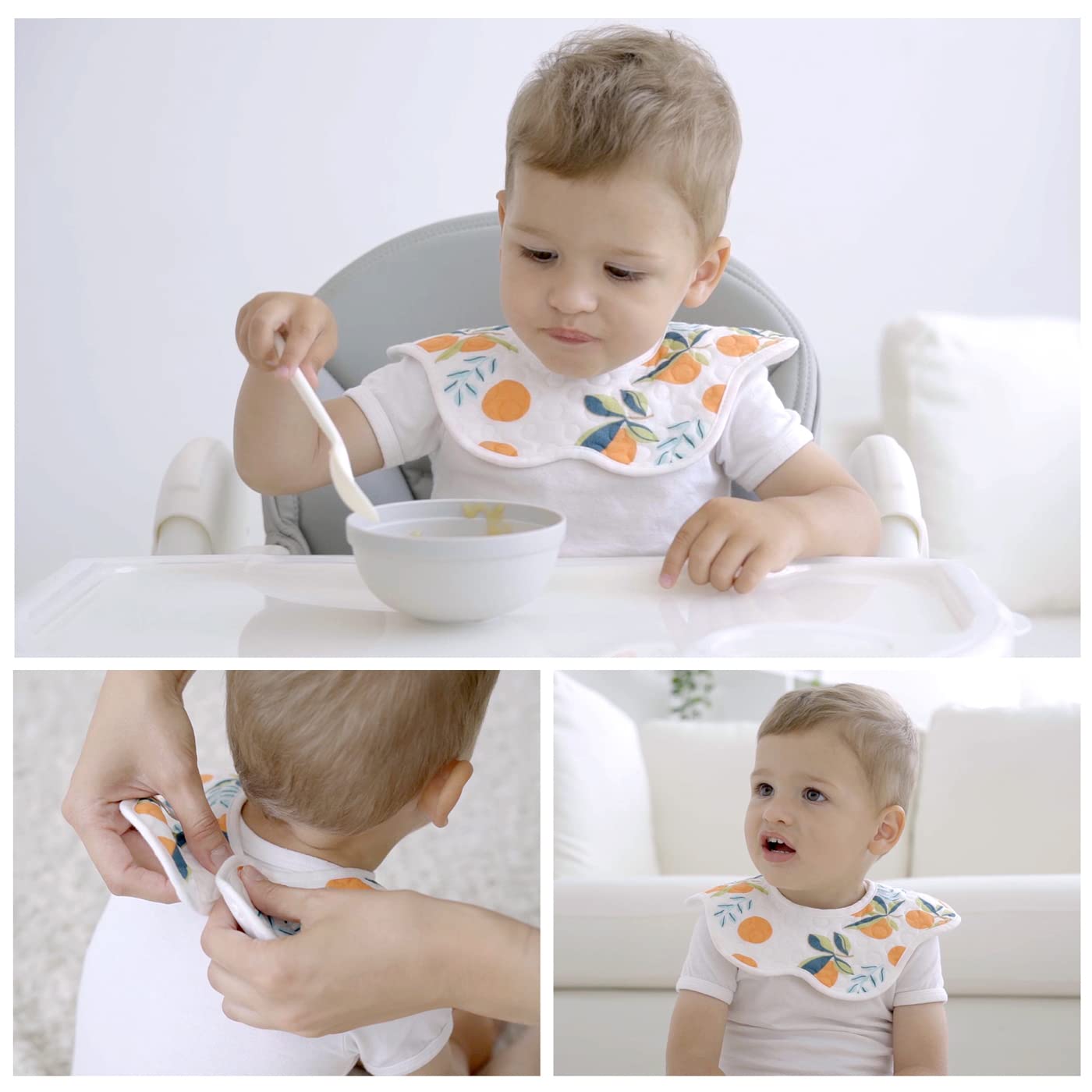 10-Pack 360 Rotate Baby Bibs for Eating and Drooling, Soft and Waterproof Bibs for Girls Boys - Image 6
